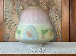 Vintage Art Deco Floral Embossing Acid Etched Hanging Milk Glass Lamp Shade 9