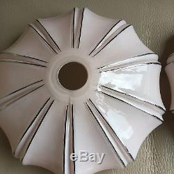 Vintage Art Deco French Set 4 Pale Pink Silvered Glass Pendant Light Lamp shades