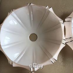 Vintage Art Deco French Set 4 Pale Pink Silvered Glass Pendant Light Lamp shades