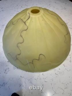Vintage Art Deco Frosted Marbled Butterscotch Color Opaque Glass Light Shade 18