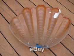 Vintage Art Deco Frosted Pink Glass Clam Shell 1930s Odeon Wall Light Lamp Shade