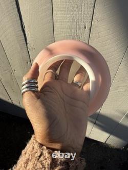 Vintage Art Deco Glass Lamp Shade Hanging Flowers Pink Orange Green Art Nouveau