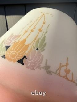 Vintage Art Deco Glass Lamp Shade Hanging Flowers Pink Orange Green Art Nouveau