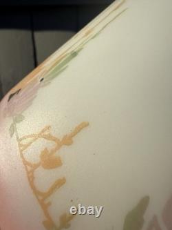 Vintage Art Deco Glass Lamp Shade Hanging Flowers Pink Orange Green Art Nouveau