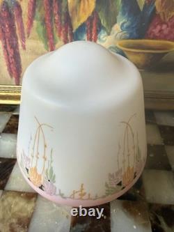 Vintage Art Deco Glass Lamp Shade Hanging Flowers Pink Orange Green Art Nouveau