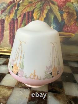 Vintage Art Deco Glass Lamp Shade Hanging Flowers Pink Orange Green Art Nouveau