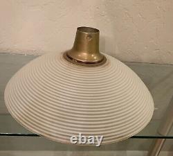 Vintage Art Deco Glass Shade Torchiere Mogul Floor Lamp Stripes 16 1/2