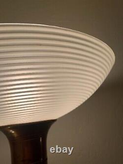 Vintage Art Deco Glass Shade Torchiere Mogul Floor Lamp Stripes 16 1/2