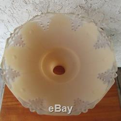 Vintage Art Deco Glass Torchiere Floor Lamp Shade Lily Floral Design 15.5 Peach