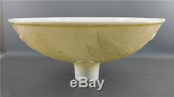 Vintage Art Deco Glass Torchiere Floor Lamp Shade Nu Gold Embossed Birds 16'