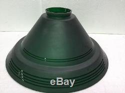 Vintage Art Deco Green Glass Lamp Shade Etched Frosted Ringed Stepped Torchiere