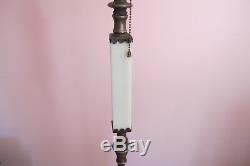 Vintage Art Deco Houze Agate Glass Uranium Reactive Floor Lamp Slag Glass Shade