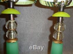 Vintage Art Deco Lamps withDesigner Fabric Shades Jadeite Glass-Best Lamps on eBay