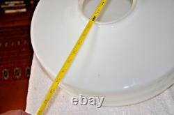 Vintage Art Deco MCM Glass White Ribbed Tier Schoolhouse Ceiling Lamp Shade 19