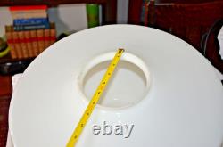 Vintage Art Deco MCM Glass White Ribbed Tier Schoolhouse Ceiling Lamp Shade 19