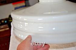 Vintage Art Deco MCM Glass White Ribbed Tier Schoolhouse Ceiling Lamp Shade 19