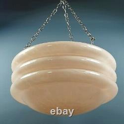 Vintage Art Deco Pink Flycatcher Glass Lampshade Hooped Pendant Lamp Light