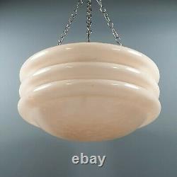 Vintage Art Deco Pink Flycatcher Glass Lampshade Hooped Pendant Lamp Light