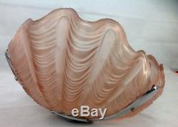 Vintage Art Deco Style Pink Clam Shell Ceiling Light