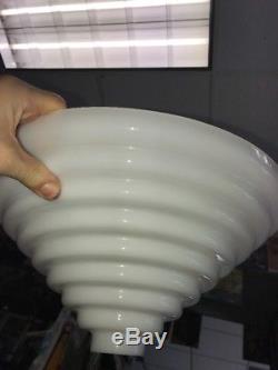 Vintage Art Deco TORCHIERE LAMP SHADE Sky Scraper Reverse Pyramid Milk Glass