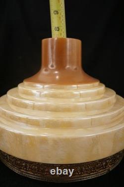 Vintage Art Deco Torchiere Floor Lamp Glass Shade 1930's