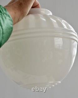 Vintage Art Deco White Milk Glass Ceiling Light Fixture Shade Globe