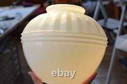 Vintage Art Deco White Milk Glass Ceiling Light Fixture Shade Globe