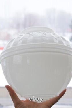 Vintage Art Deco White Milk Glass Ceiling Light Fixture Shade Globe