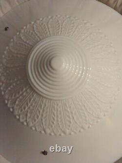 Vintage Art Deco White Milk Glass Chandelier Hanging Ceiling Light Shade