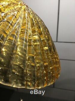 Vintage Art Deco Yellow Pressed Glass Lamp Shade 11-7/8 In Diameter #76