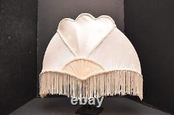 Vintage Art Nouveau French Victorian Crescent Moon Lamp Shade Fringe Beaded