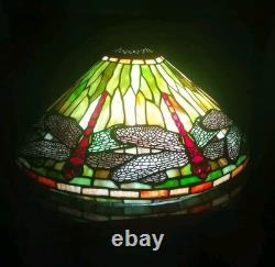 Vintage Art Nouveau Tiffany Style Dragonfly Lamp Shade In Great Condition