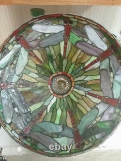 Vintage Art Nouveau Tiffany Style Dragonfly Lamp Shade In Great Condition