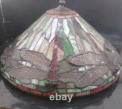 Vintage Art Nouveau Tiffany Style Dragonfly Lamp Shade In Great Condition