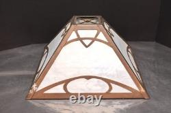 Vintage Art Nouveau Victorian Slag Glass Table Lamp Shade 4 Panel Opalescent 16