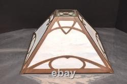 Vintage Art Nouveau Victorian Slag Glass Table Lamp Shade 4 Panel Opalescent 16