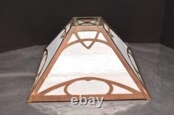 Vintage Art Nouveau Victorian Slag Glass Table Lamp Shade 4 Panel Opalescent 16