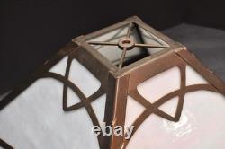 Vintage Art Nouveau Victorian Slag Glass Table Lamp Shade 4 Panel Opalescent 16