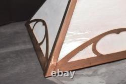 Vintage Art Nouveau Victorian Slag Glass Table Lamp Shade 4 Panel Opalescent 16