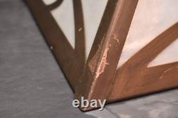 Vintage Art Nouveau Victorian Slag Glass Table Lamp Shade 4 Panel Opalescent 16