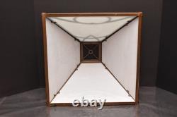 Vintage Art Nouveau Victorian Slag Glass Table Lamp Shade 4 Panel Opalescent 16