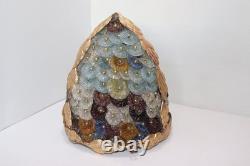 Vintage Art Noveau Czech Glass Cluster Flowers Lamp Shade