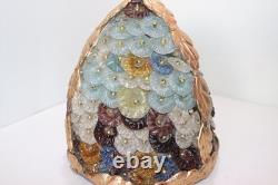 Vintage Art Noveau Czech Glass Cluster Flowers Lamp Shade