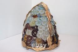 Vintage Art Noveau Czech Glass Cluster Flowers Lamp Shade