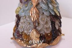 Vintage Art Noveau Czech Glass Cluster Flowers Lamp Shade