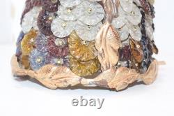 Vintage Art Noveau Czech Glass Cluster Flowers Lamp Shade