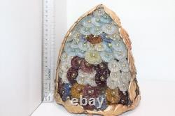 Vintage Art Noveau Czech Glass Cluster Flowers Lamp Shade