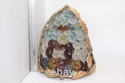 Vintage Art Noveau Czech Glass Cluster Flowers Lamp Shade