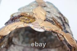 Vintage Art Noveau Czech Glass Cluster Flowers Lamp Shade