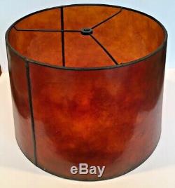 Vintage Arts & Crafts Amber MICA Large Drum Lampshade Lamp Shade EXC Condition